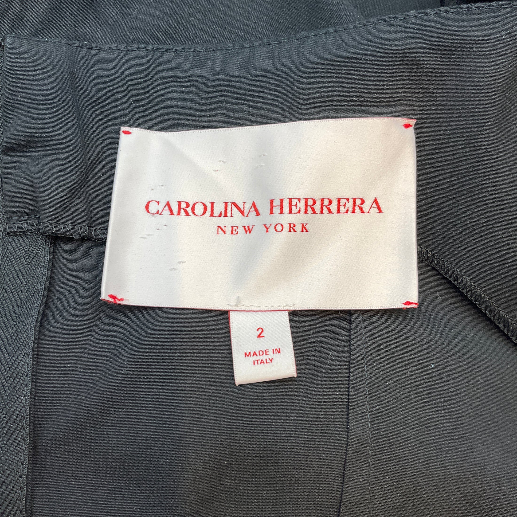 Carolina Herrera Black Cotton Ruched Long Sleeve Dress