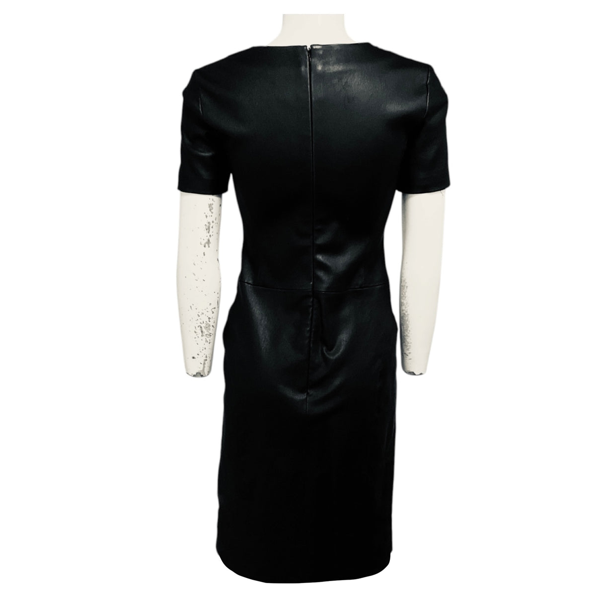 Susan Bender Black Short Sleeved Stretch Leather Dress