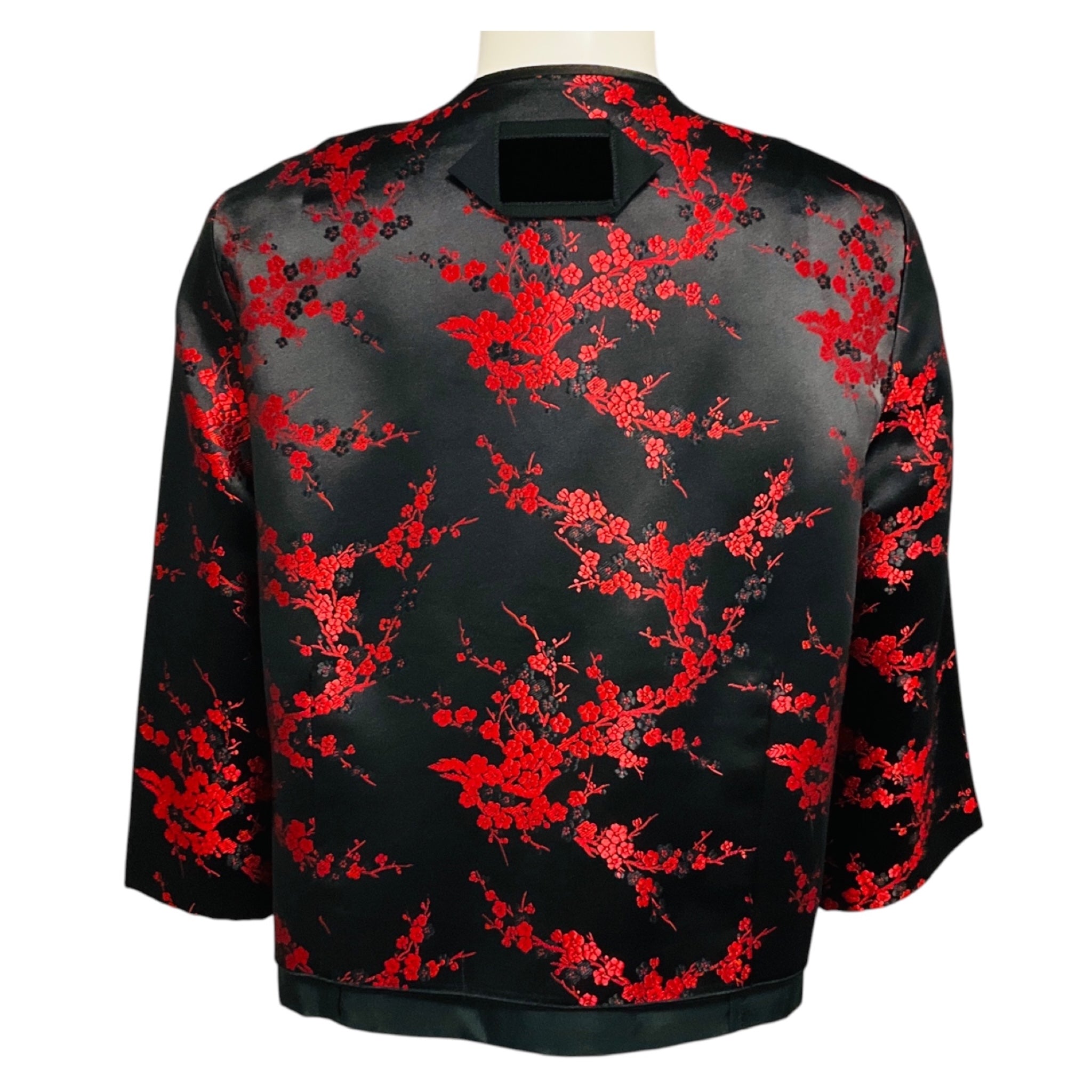 Marc Jacobs Black / Red Sequin and Bead Embellished Floral Jacquard Jacket