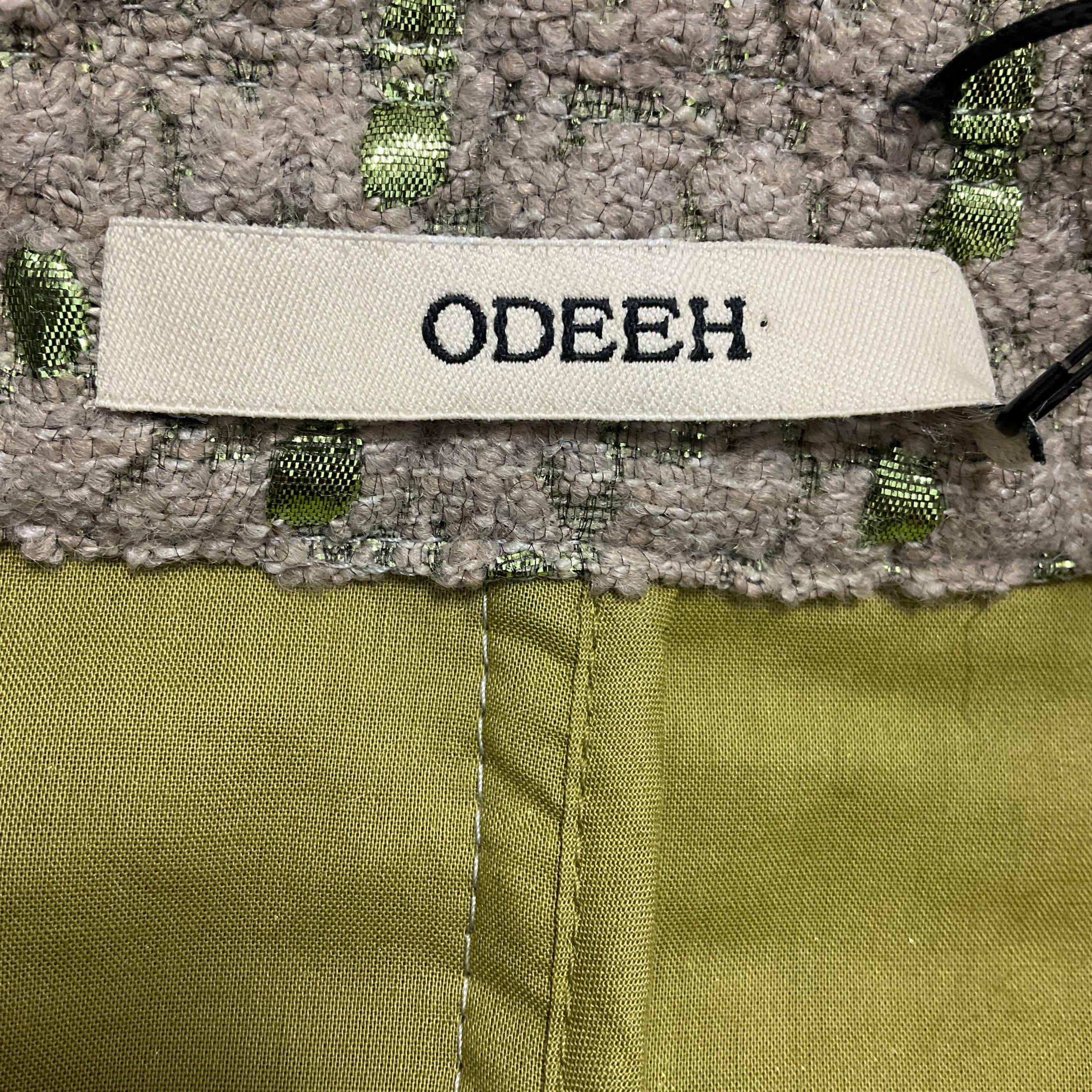 Odeeh Taupe / Green Metallic Seaweed Jacquard Tweed Jacket