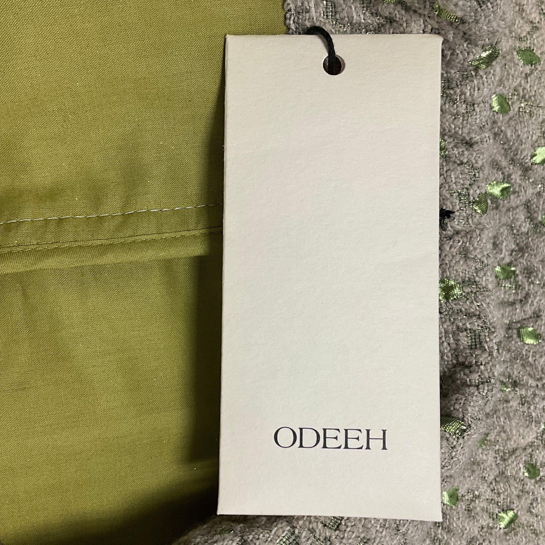 Odeeh Taupe / Green Metallic Seaweed Jacquard Tweed Jacket