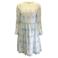 Load image into Gallery viewer, Huishan Zhang Light Blue / White Long Sleeved Embroidered Crochet Lace Dress
