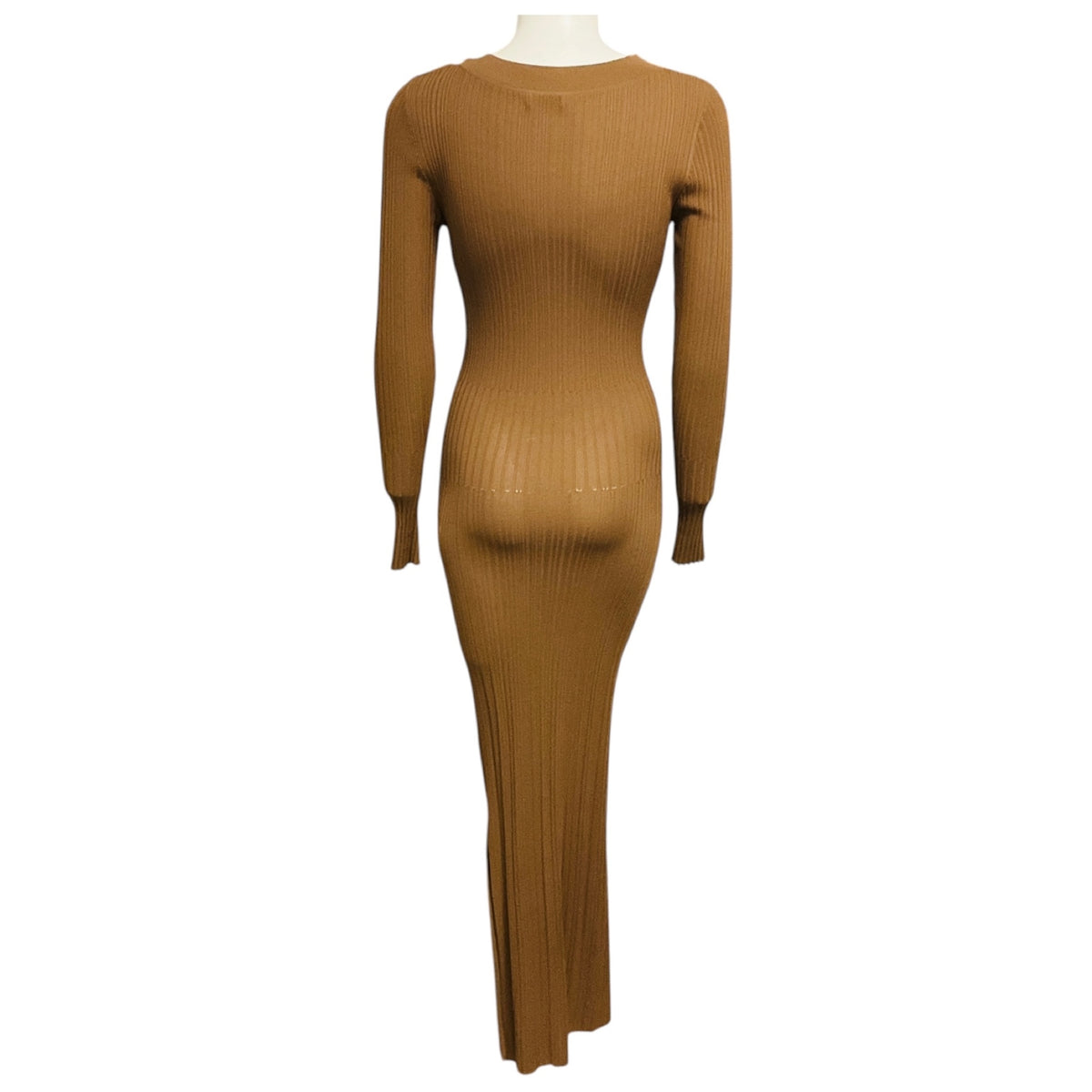 Toteme Light Brown Arezzo Ribbed Knit Midi Dress