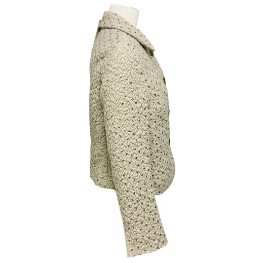 Odeeh Taupe / Green Metallic Seaweed Jacquard Tweed Jacket
