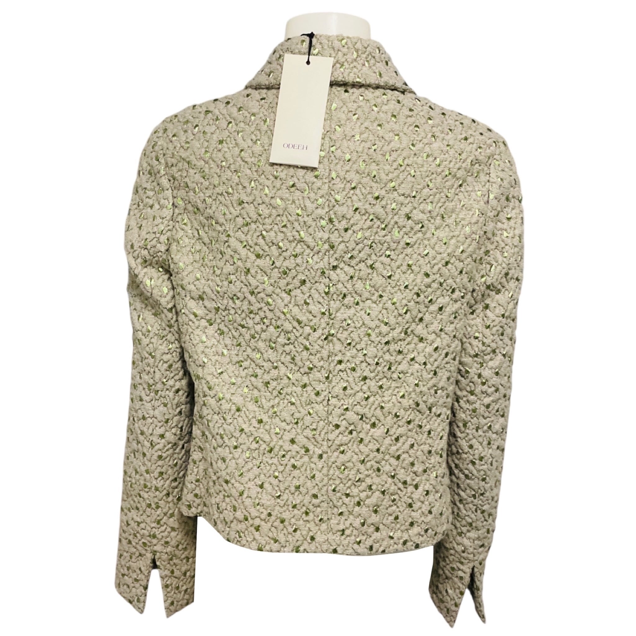 Odeeh Taupe / Green Metallic Seaweed Jacquard Tweed Jacket