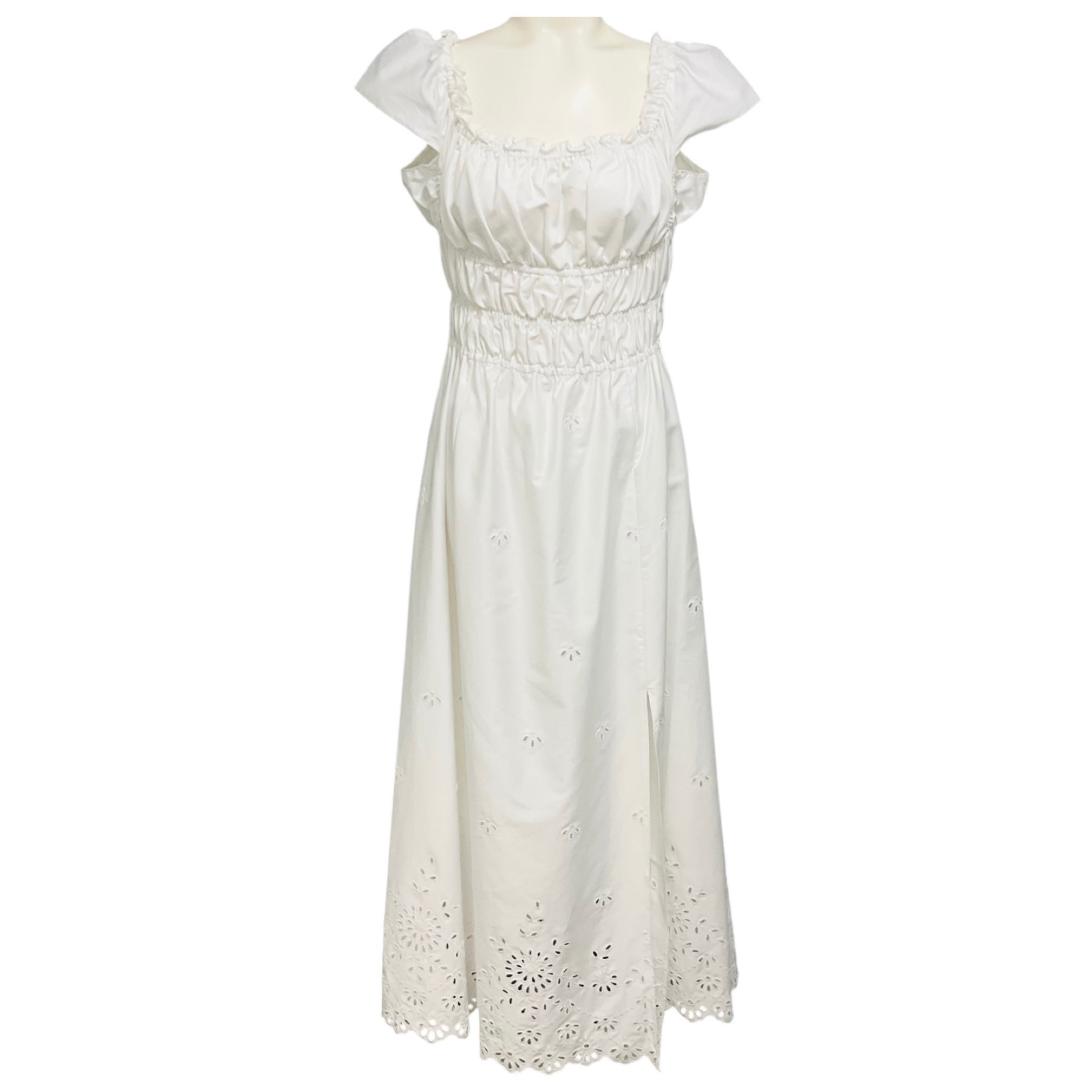 Altuzarra White Optic White Lily Cotton Eyelet Midi Dress