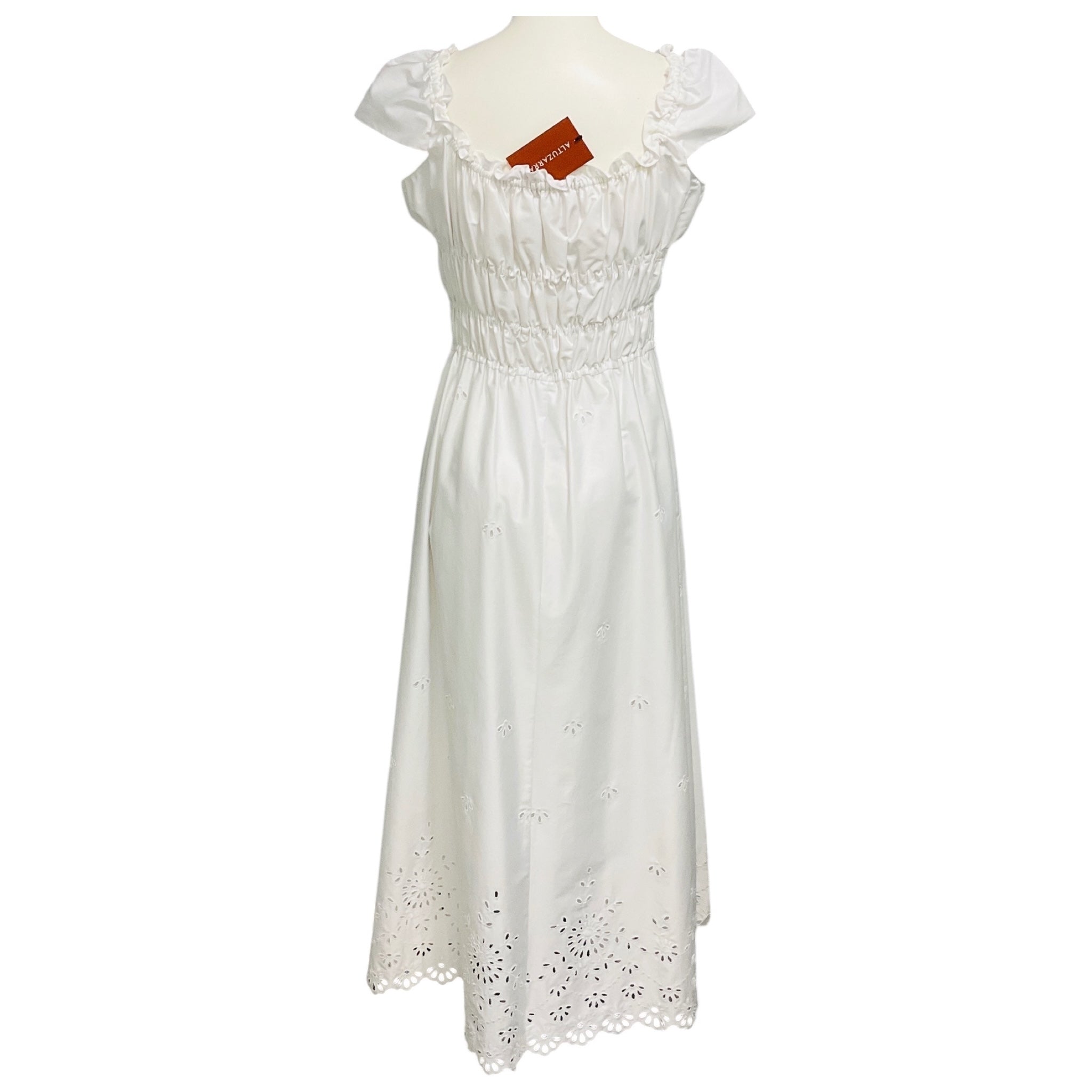 Altuzarra White Optic White Lily Cotton Eyelet Midi Dress