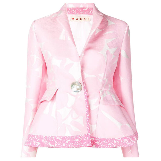 Marni Pink / White Scarf Detail Jacquard Jacket