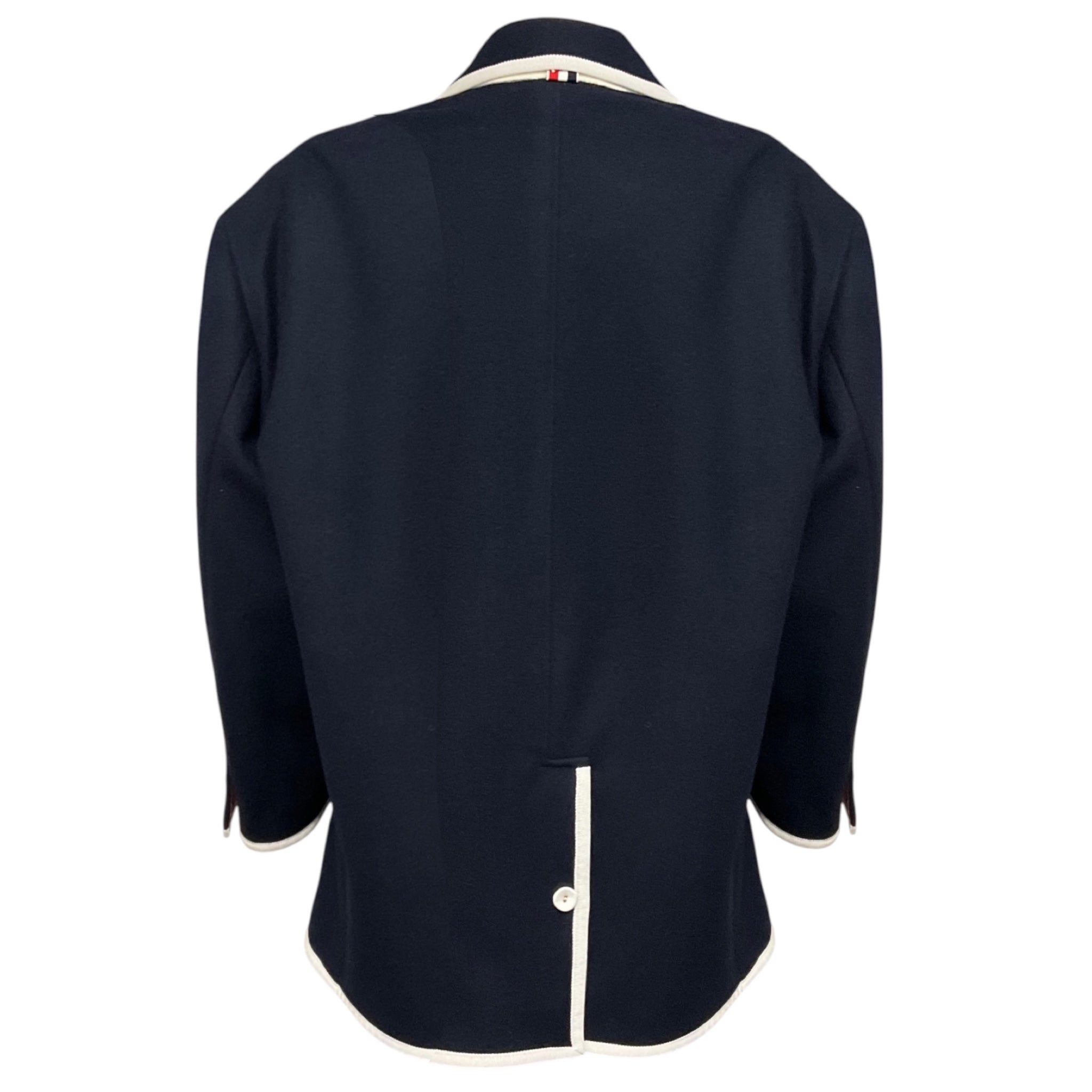 Thom Browne Navy Blue / White Nautical Oversized Wool Jacket