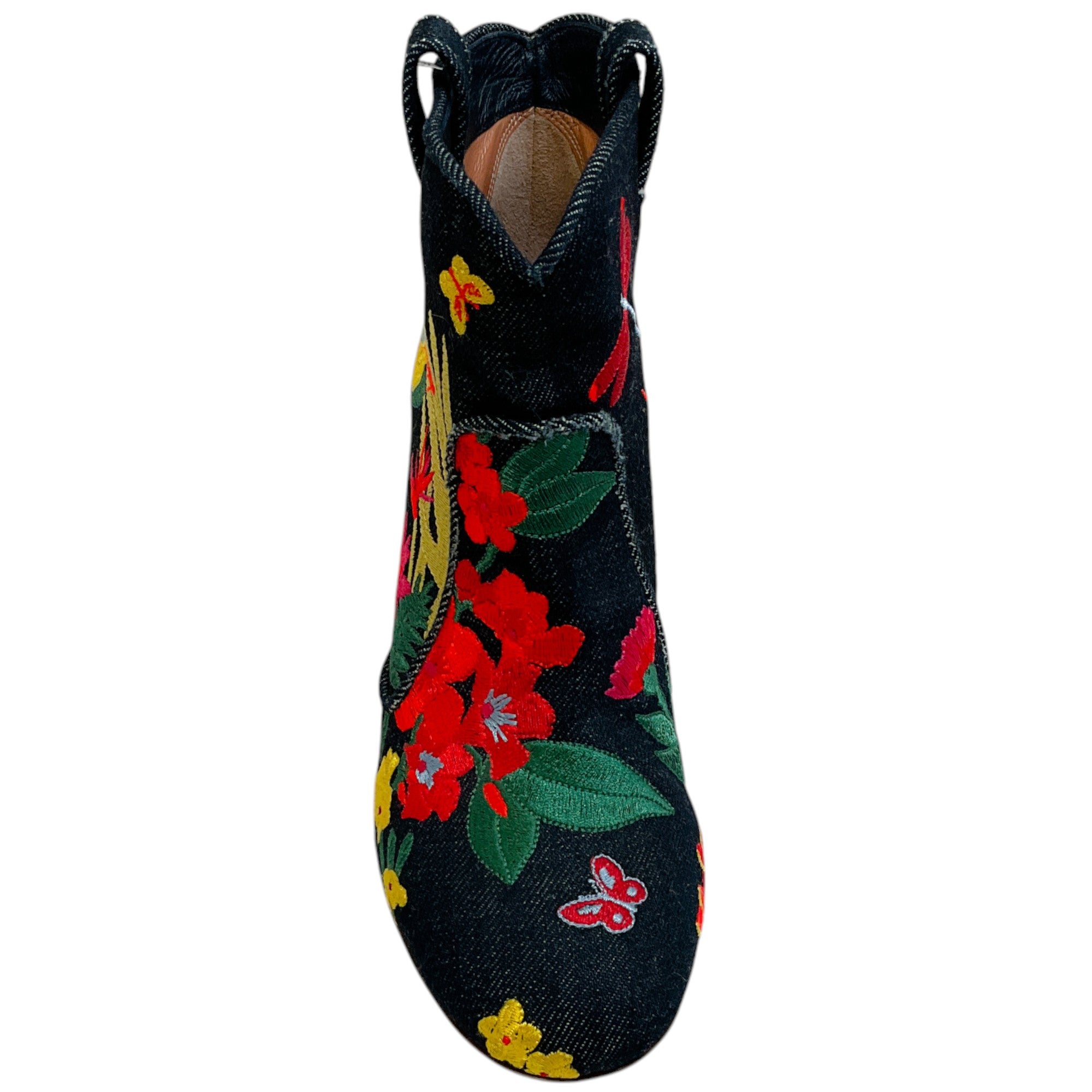 Laurence Dacade Floral Embroidered Denim Belen Booties