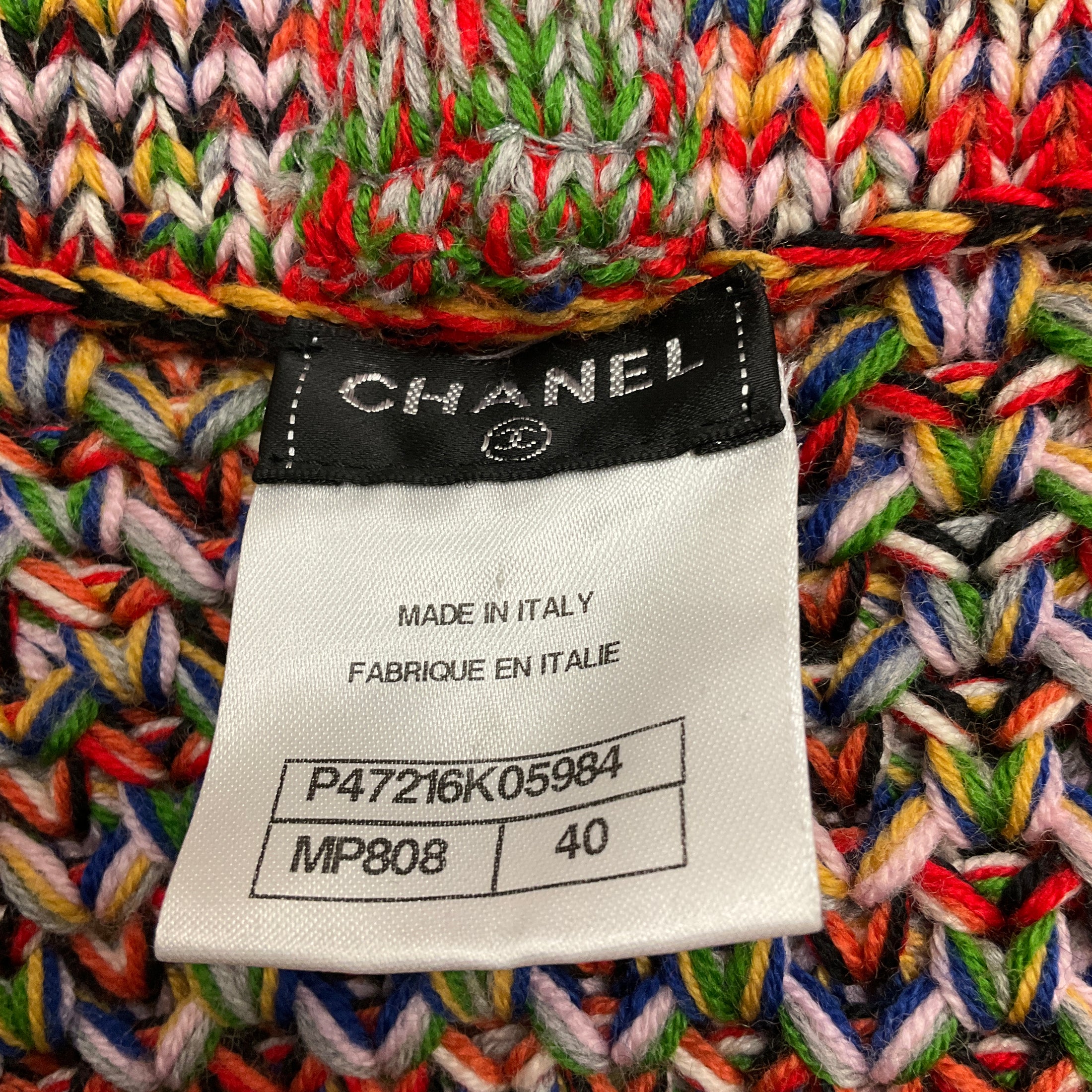 Chanel Multicolor Runway Fall 2013 Collection Wool Knit Cardigan Sweater