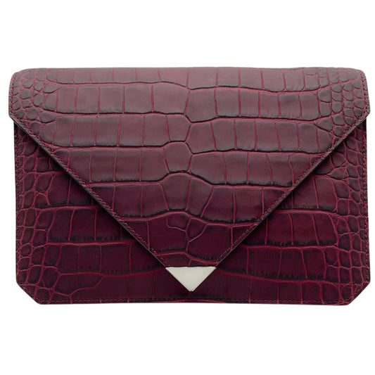 Alexander Wang Burgundy Croc Embossed Leather Prisma Envelope Clutch

