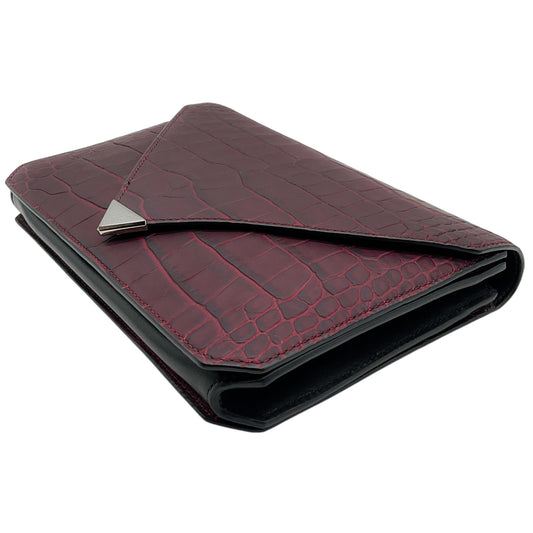 Alexander Wang Burgundy Croc Embossed Leather Prisma Envelope Clutch