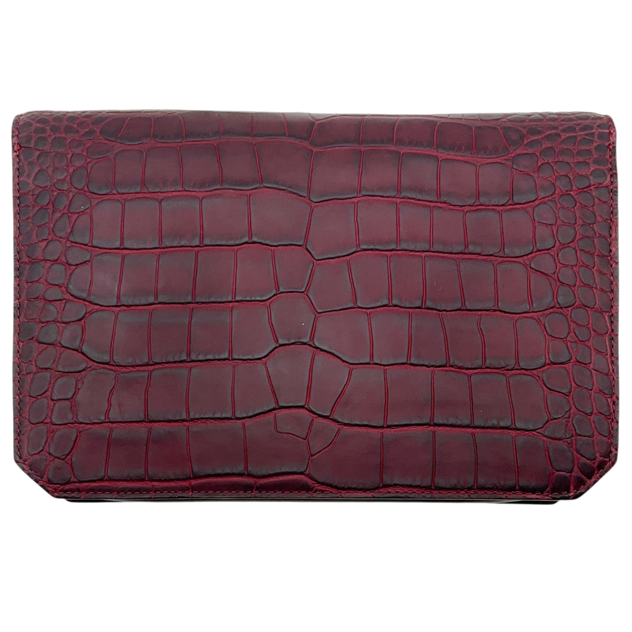 Alexander Wang Burgundy Croc Embossed Leather Prisma Envelope Clutch