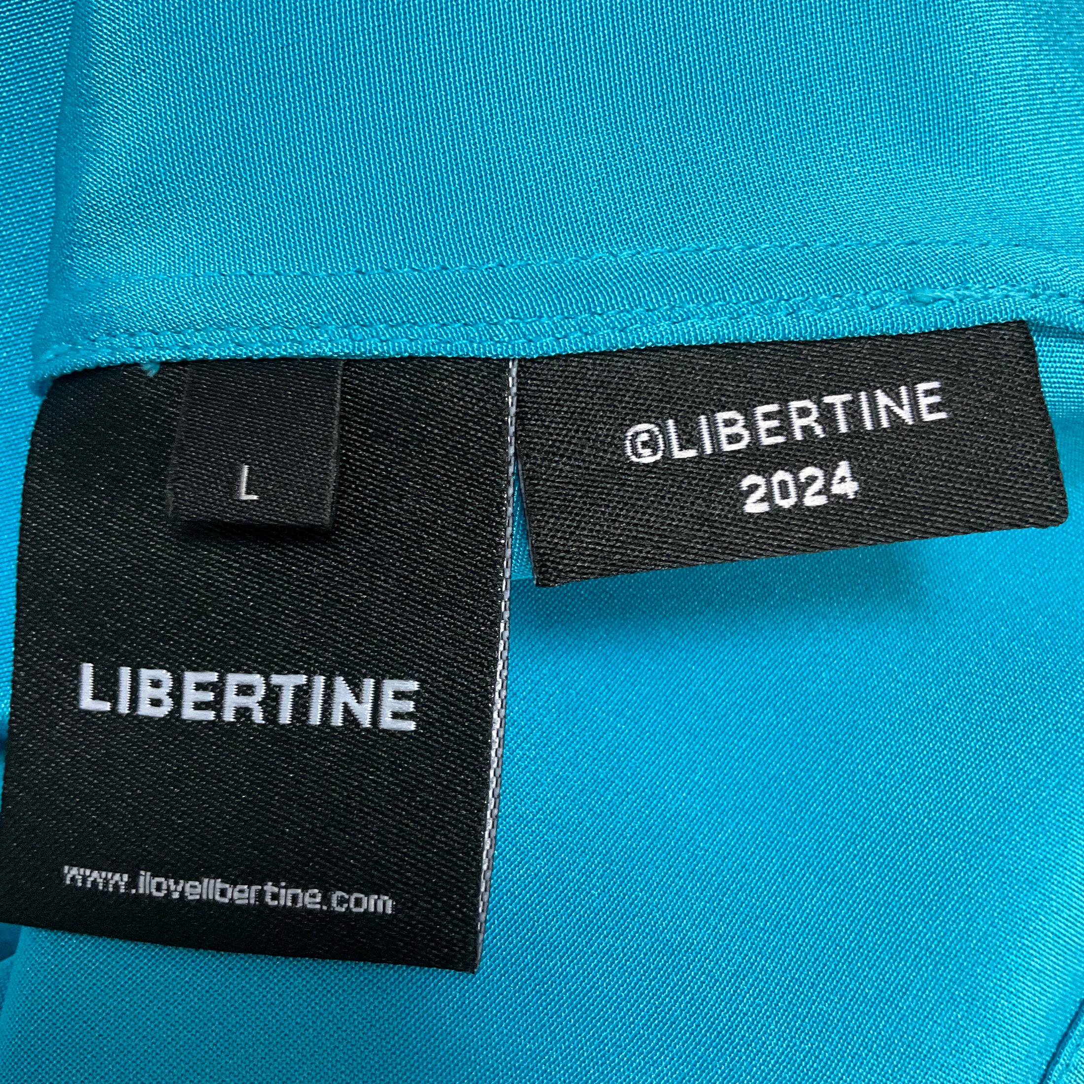 Libertine Turquoise Blue Hockney's Pool Slim Keith Tie Blouse