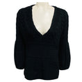 Load image into Gallery viewer, Oscar de la Renta Black Cashmere Knit V-Neck Pullover Sweater
