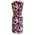 Load image into Gallery viewer, Oscar de la Renta Black / Pink Multi Floral Printed Sleeveless Silk Dress
