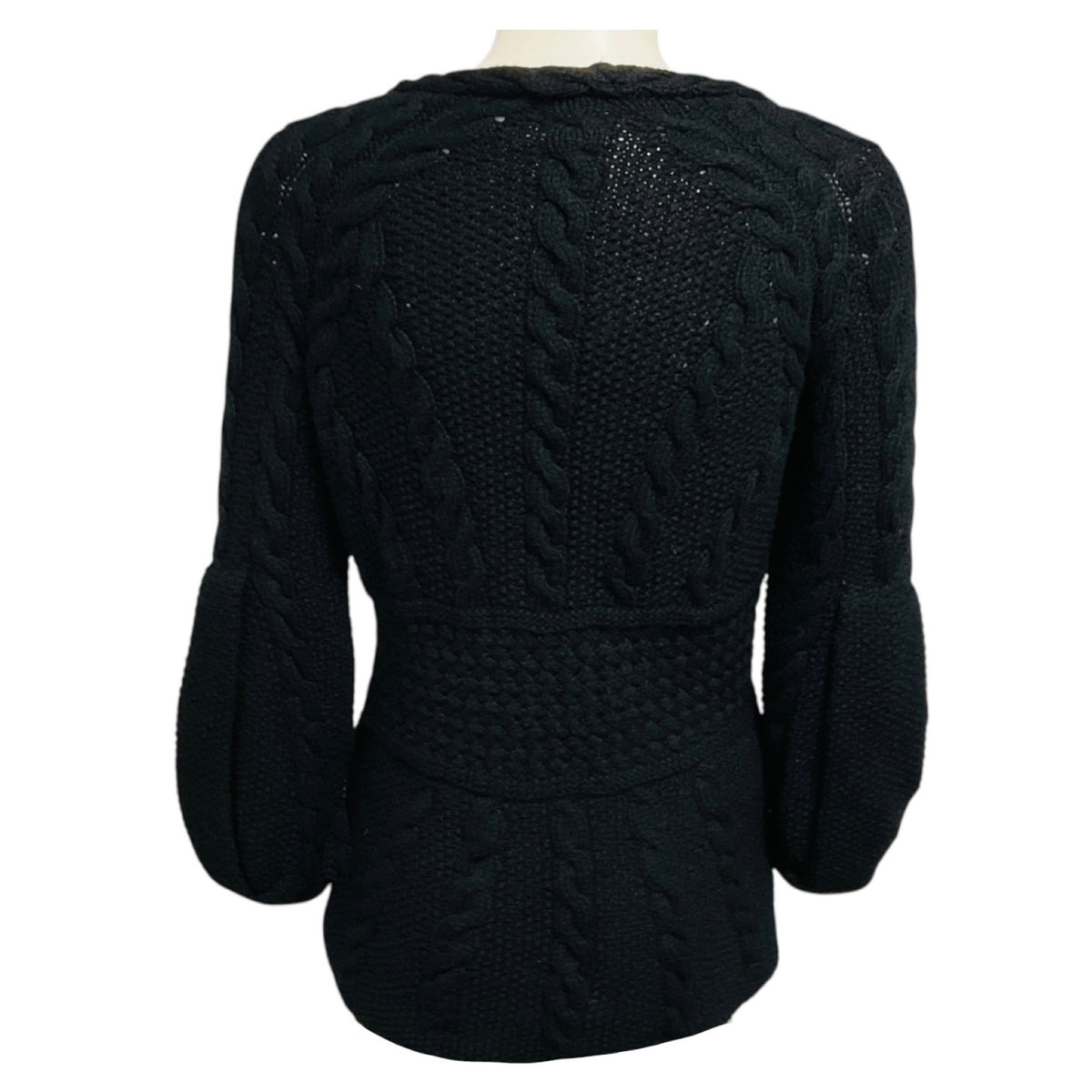 Oscar de la Renta Black Cashmere Knit V-Neck Pullover Sweater