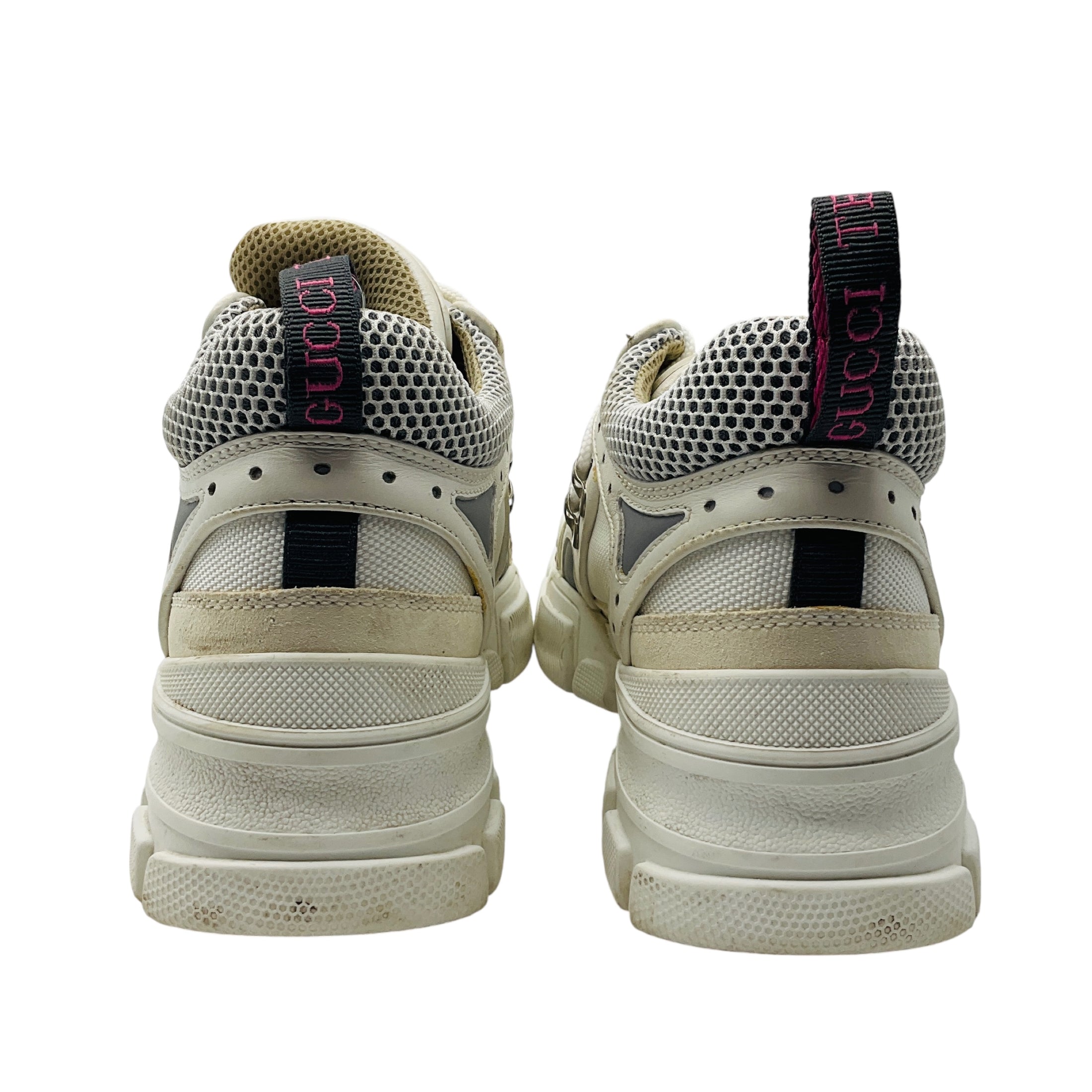Gucci White Flashtrek Leather and Mesh Sneakers