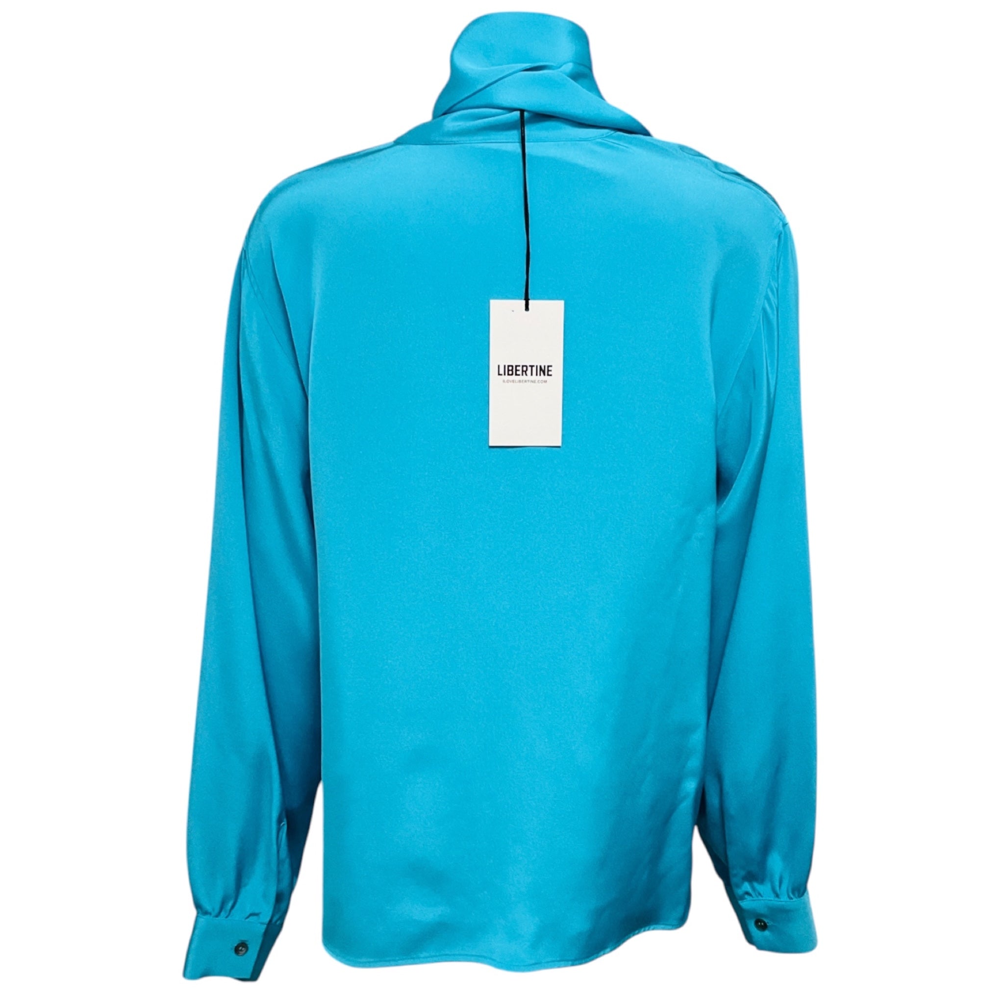 Libertine Turquoise Blue Hockney's Pool Slim Keith Tie Blouse