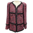 Load image into Gallery viewer, Chanel Red / Navy / Black Silk Trimmed Boucle Cashmere Tweed Jacket
