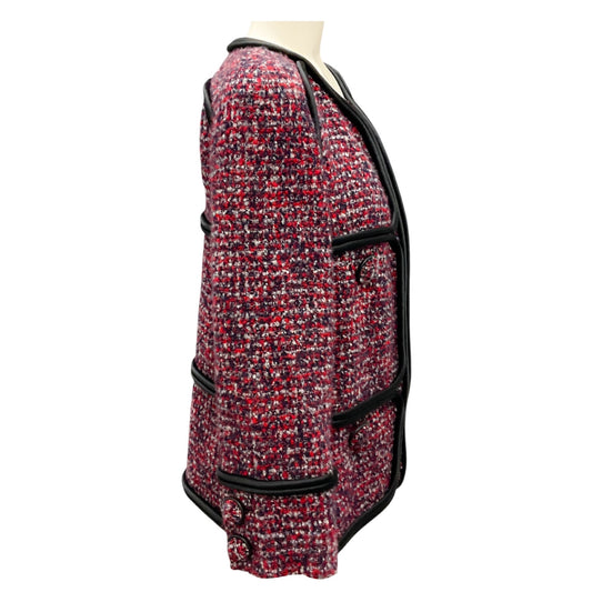 Chanel Red / Navy / Black Silk Trimmed Boucle Cashmere Tweed Jacket
