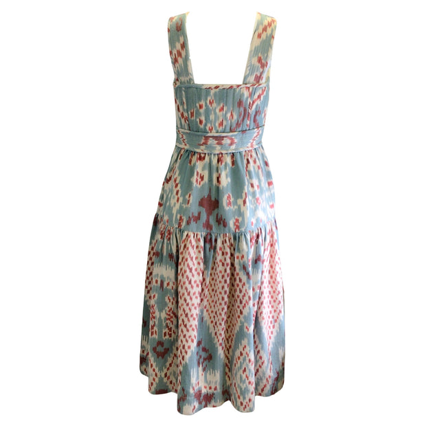 Ulla Johnson Light Blue / Ivory / Red Aztec Print Sleeveless Cotton Dress