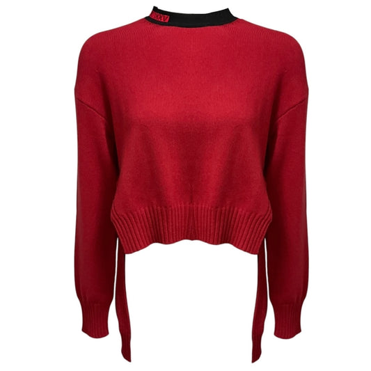 Fendi Red / Black High Low Cashmere Knit Pullover Sweater