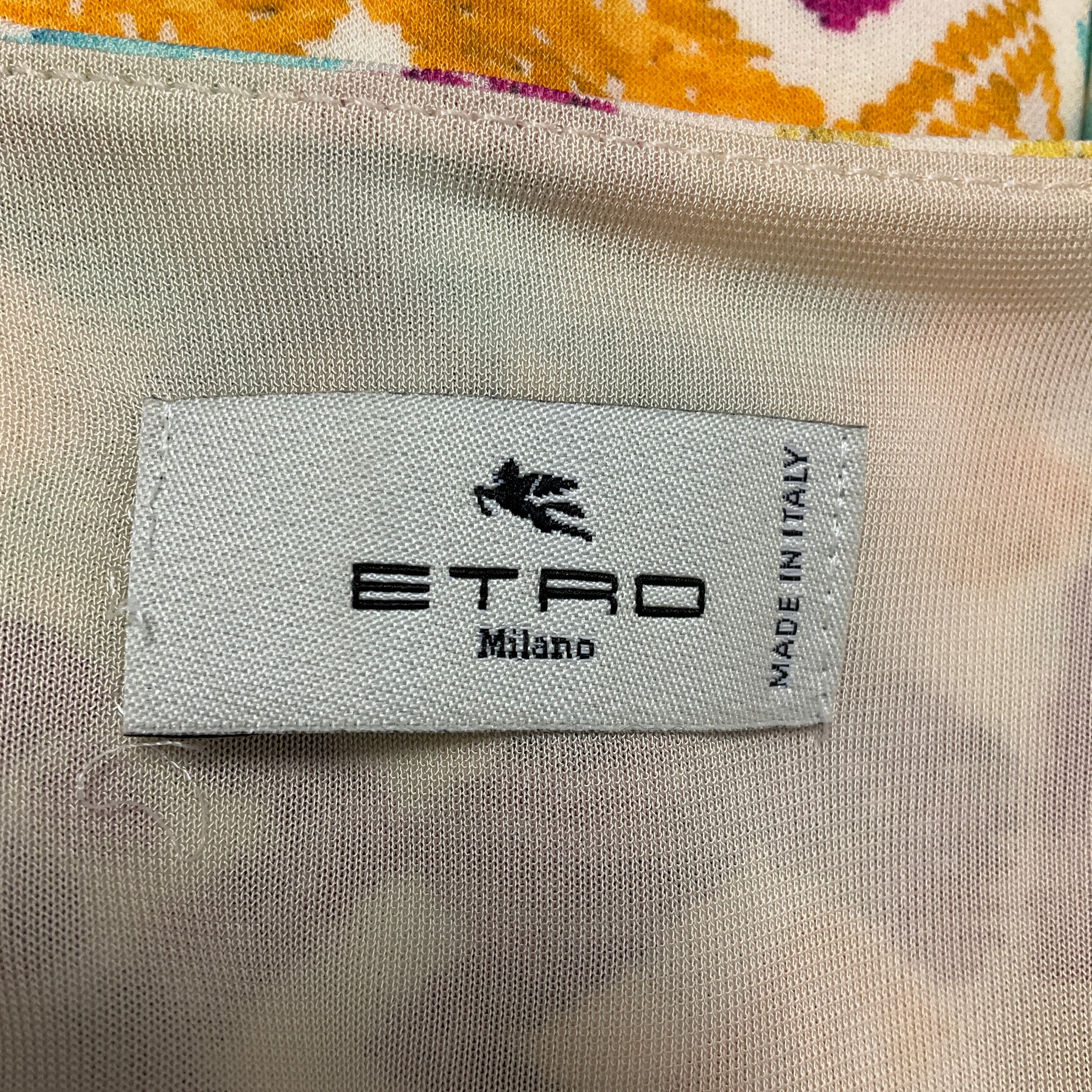 Etro Ivory Multi Printed Sleeveless Jersey Midi Dress