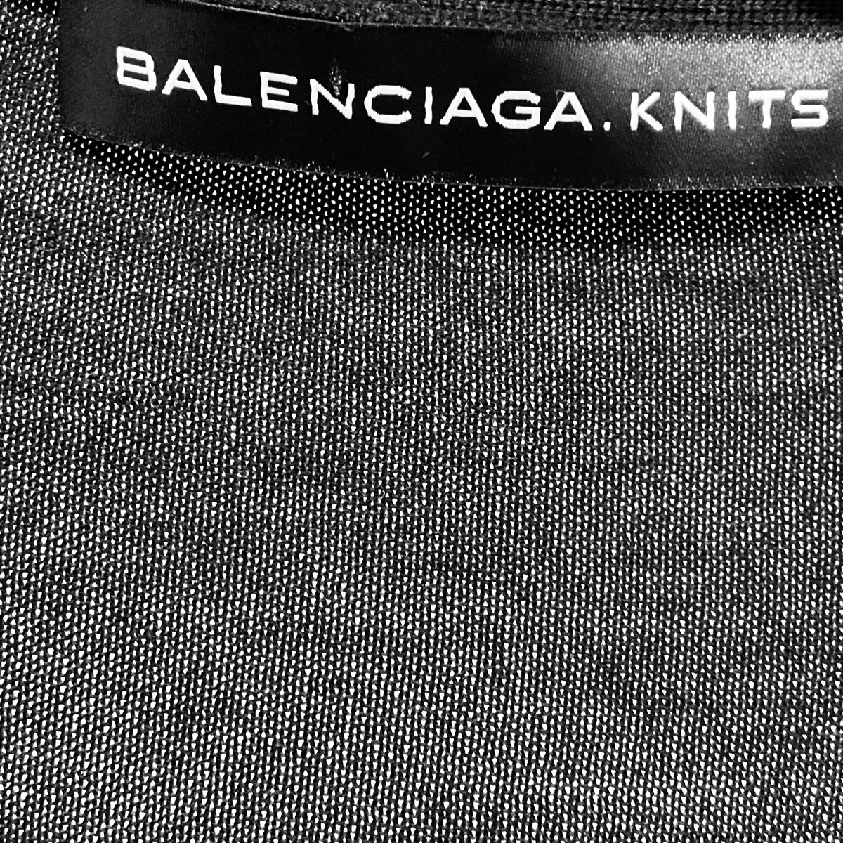 Balenciaga Black Long Sleeved V-Neck Wool Knit Cardigan Sweater with Snap Buttons