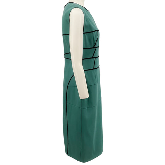 Narciso Rodriguez Green / Black Seam Detail Sleeveless Dress