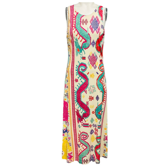 Etro Ivory Multi Printed Sleeveless Jersey Midi Dress