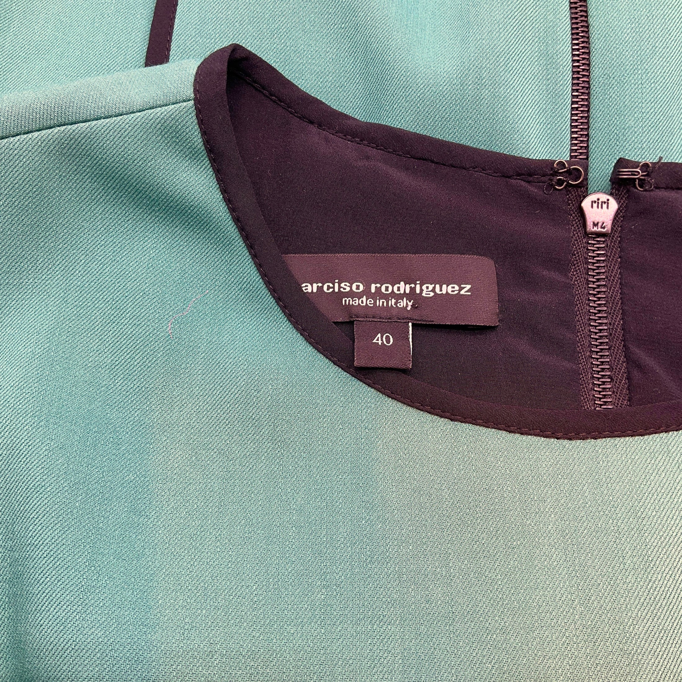 Narciso Rodriguez Green / Black Seam Detail Sleeveless Dress