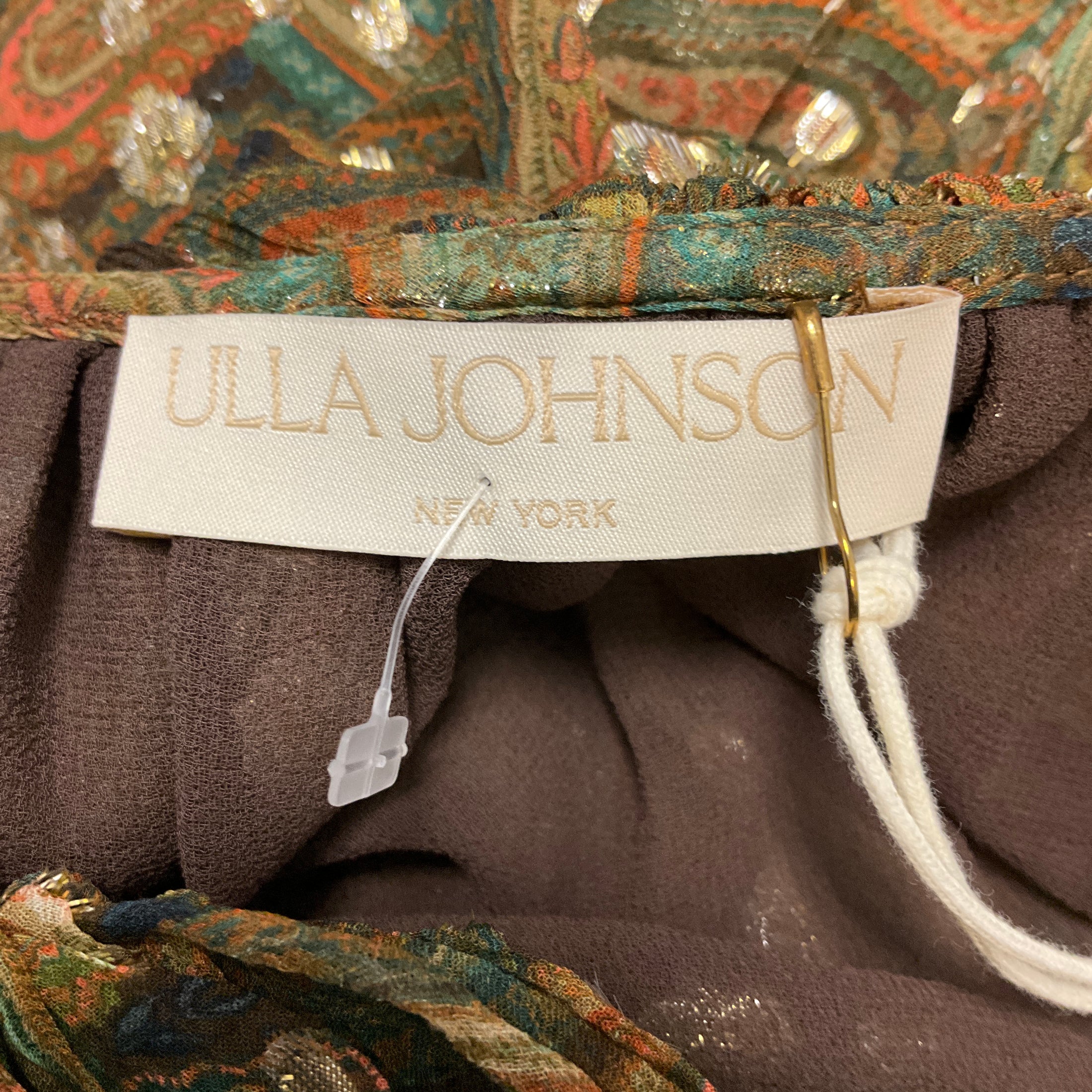 Ulla Johnson Tan / Gold Metallic Tiger's Eye Emilie Blouse