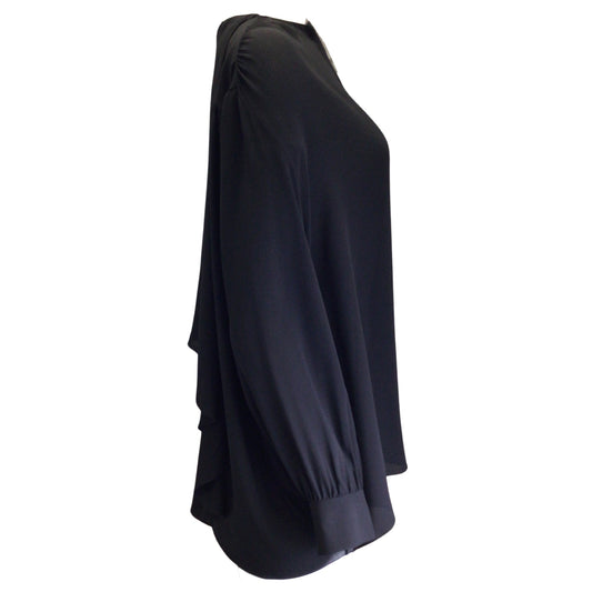 The Row Black Oversized Long Sleeved Silk Blouse