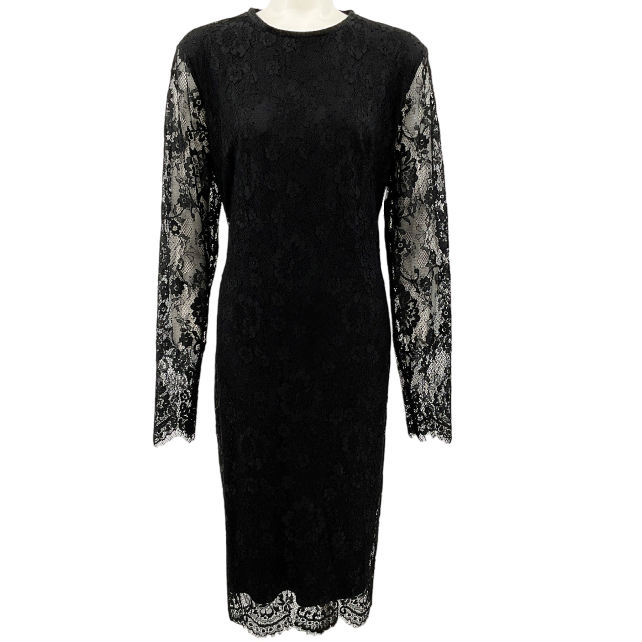 Escada Black Lace Long Sleeve Dress
