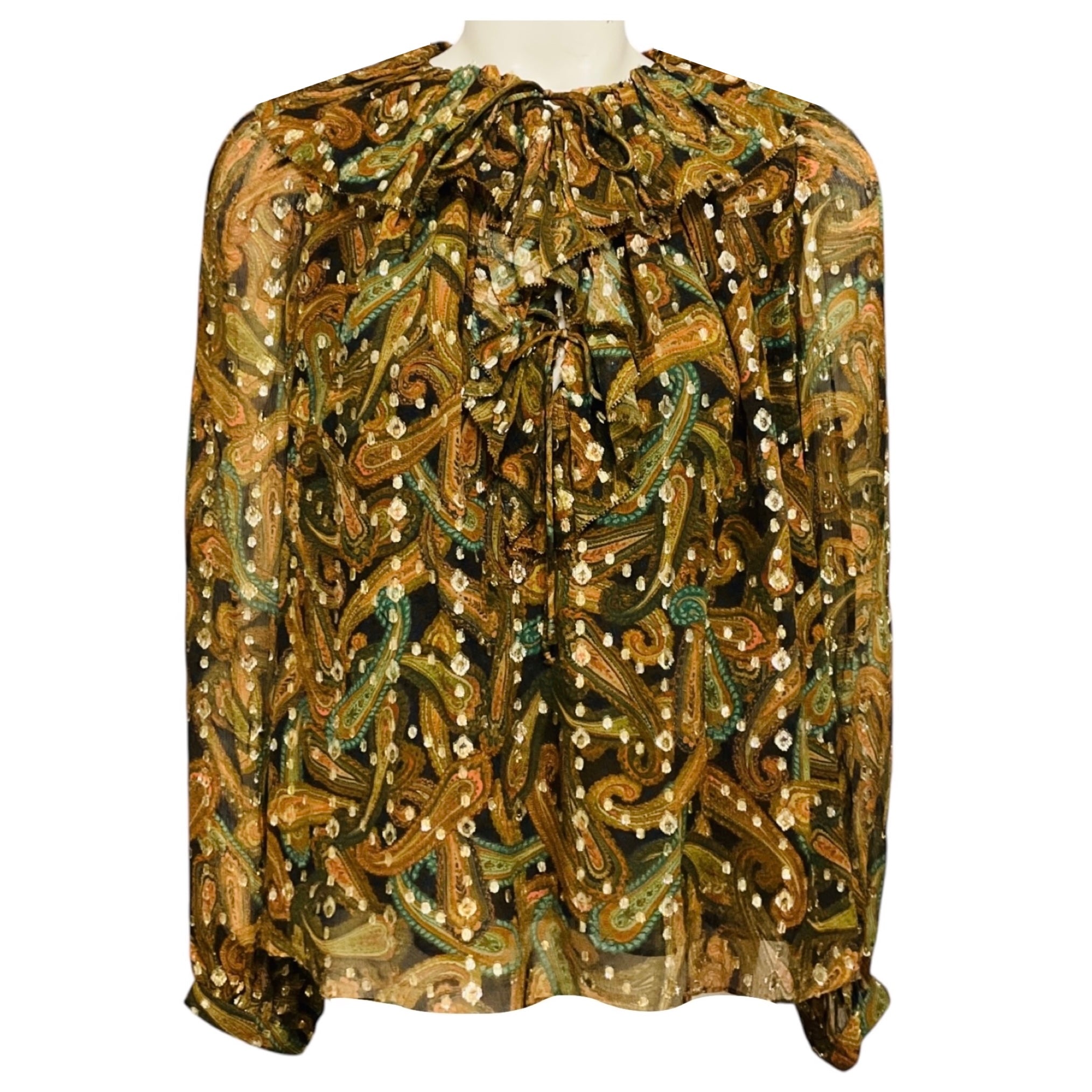 Ulla Johnson Tan / Gold Metallic Tiger's Eye Emilie Blouse