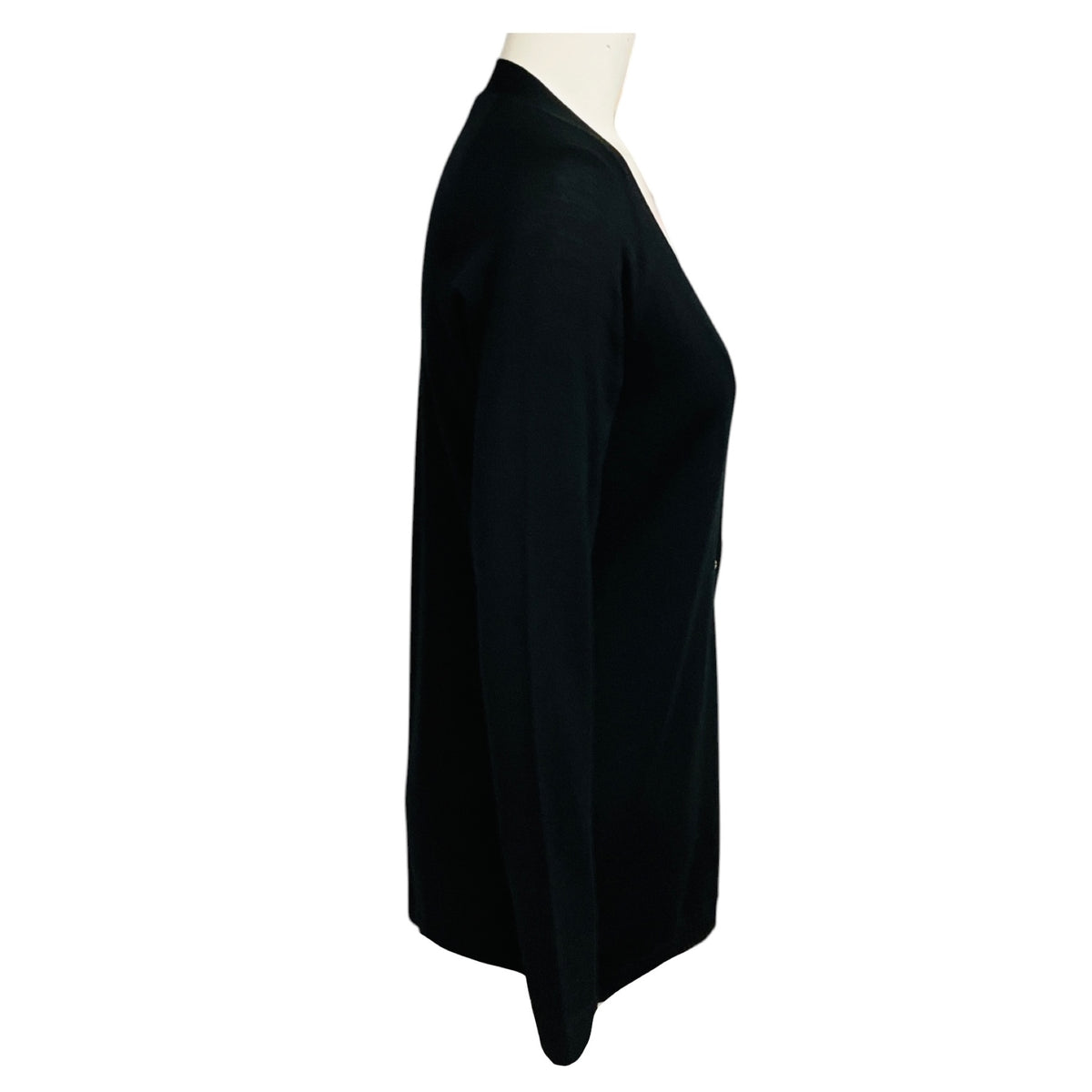 Balenciaga Black Long Sleeved V-Neck Wool Knit Cardigan Sweater with Snap Buttons
