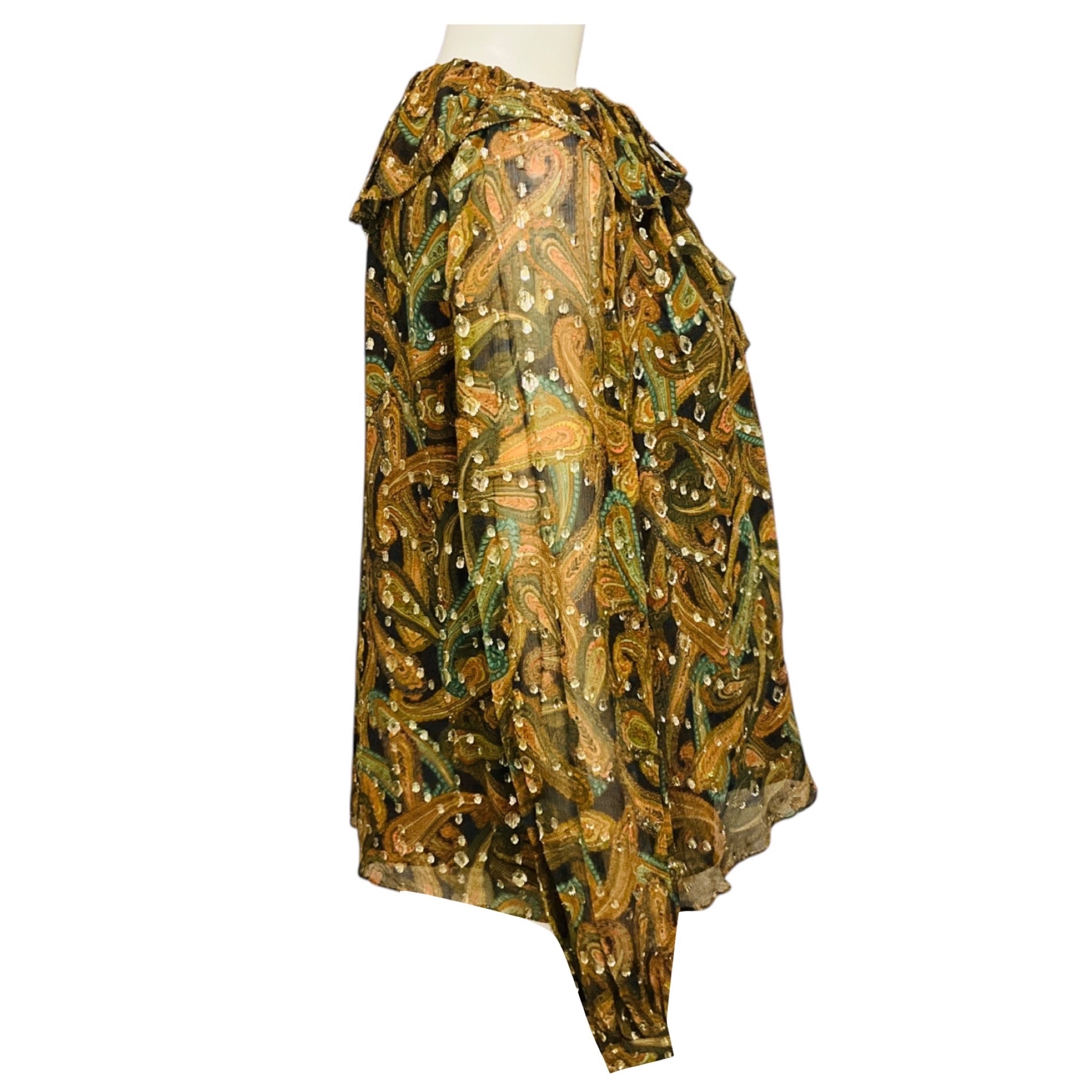 Ulla Johnson Tan / Gold Metallic Tiger's Eye Emilie Blouse