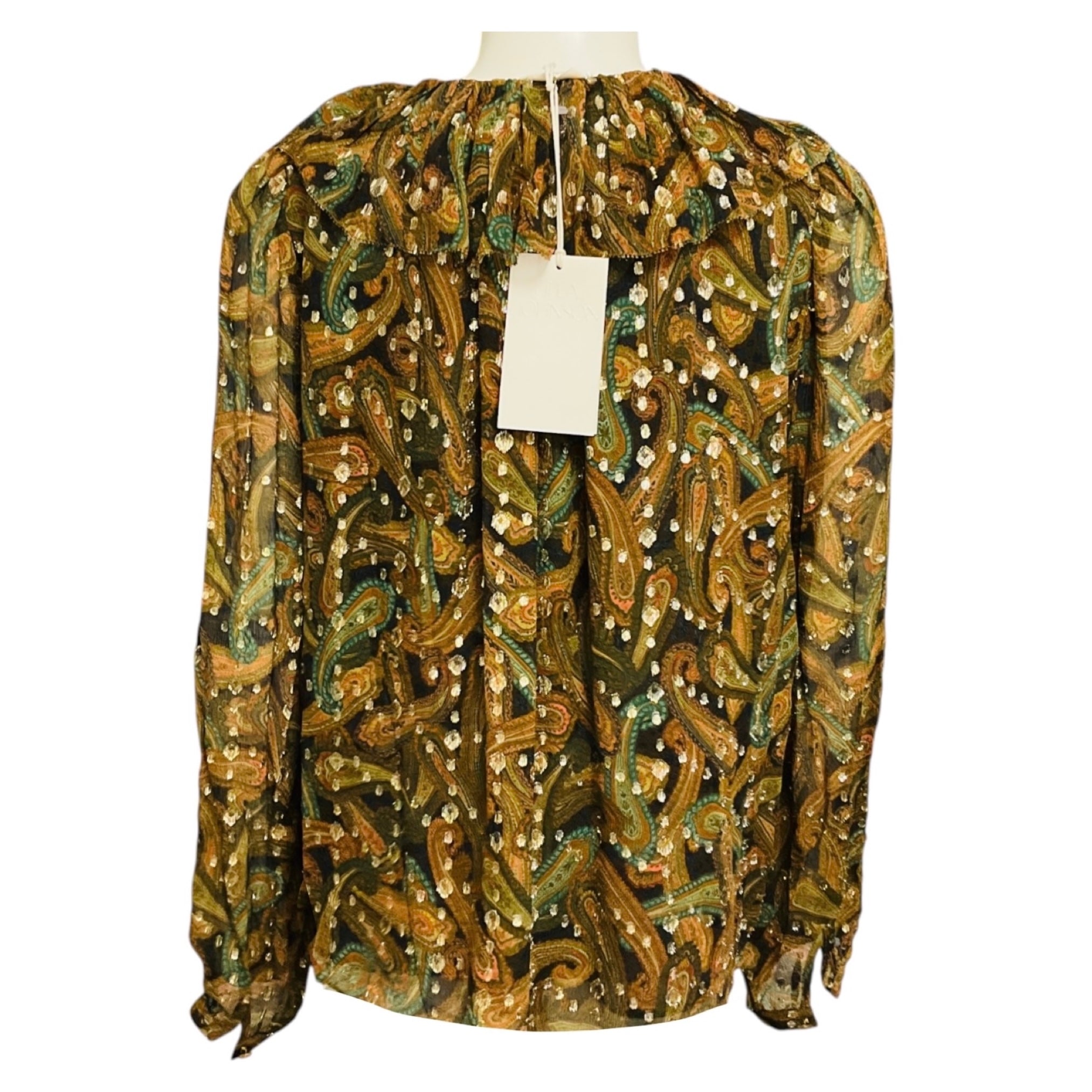Ulla Johnson Tan / Gold Metallic Tiger's Eye Emilie Blouse