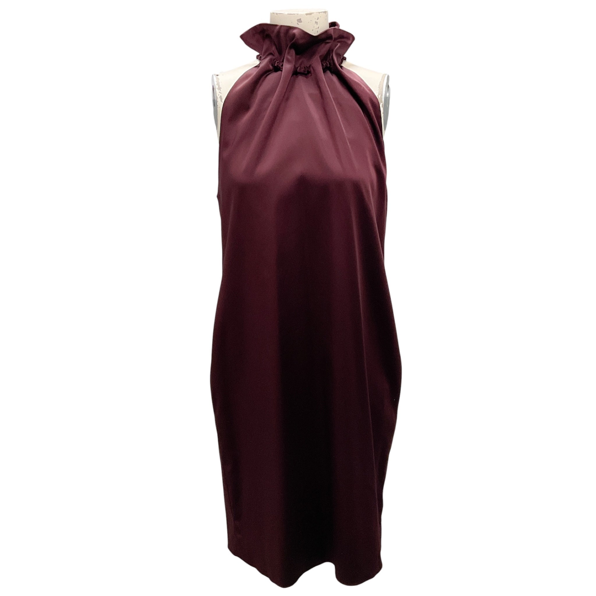 Rosetta Getty Maroon Drawstring Neck Dress