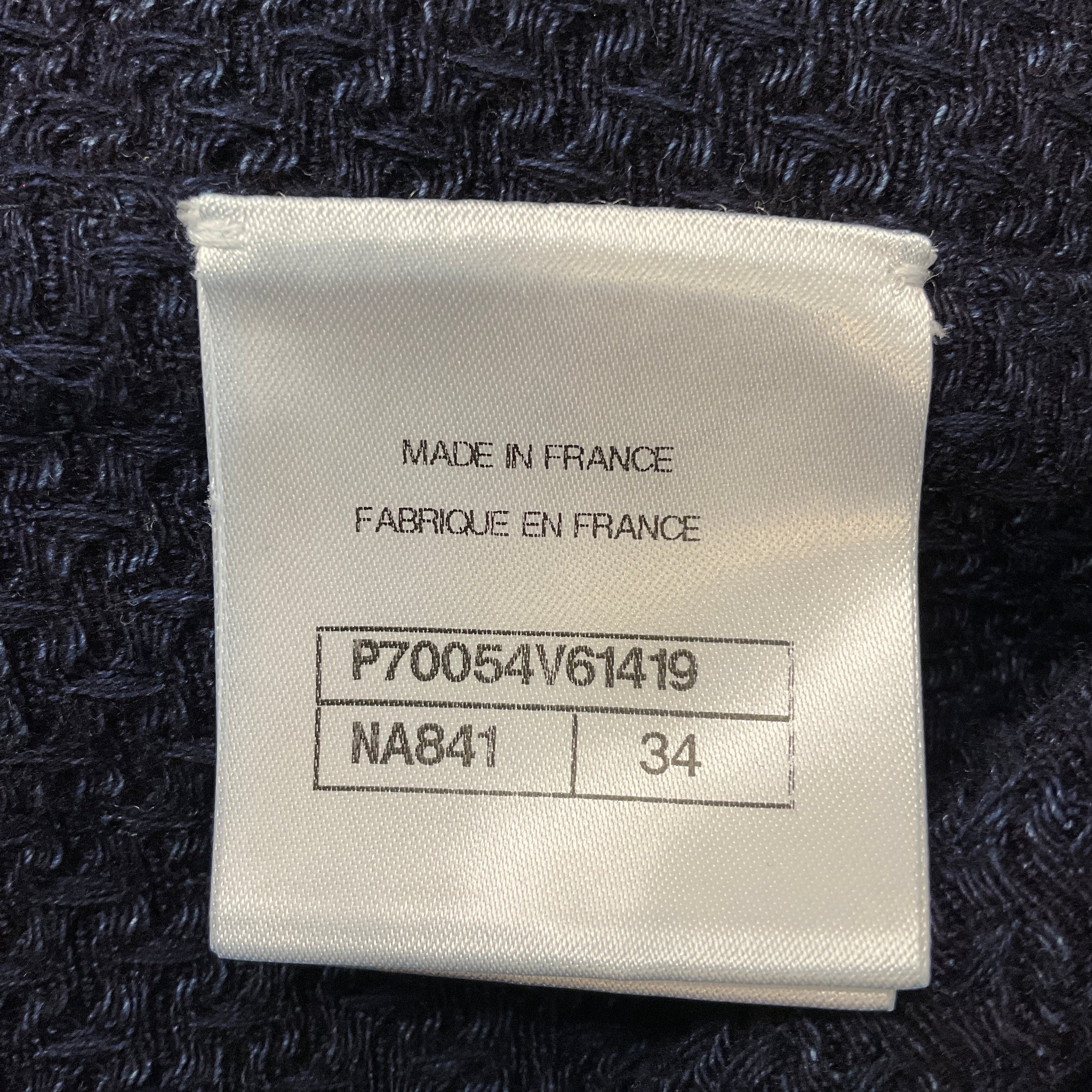 Chanel Navy Blue Tie Front Boucle Tweed Jacket