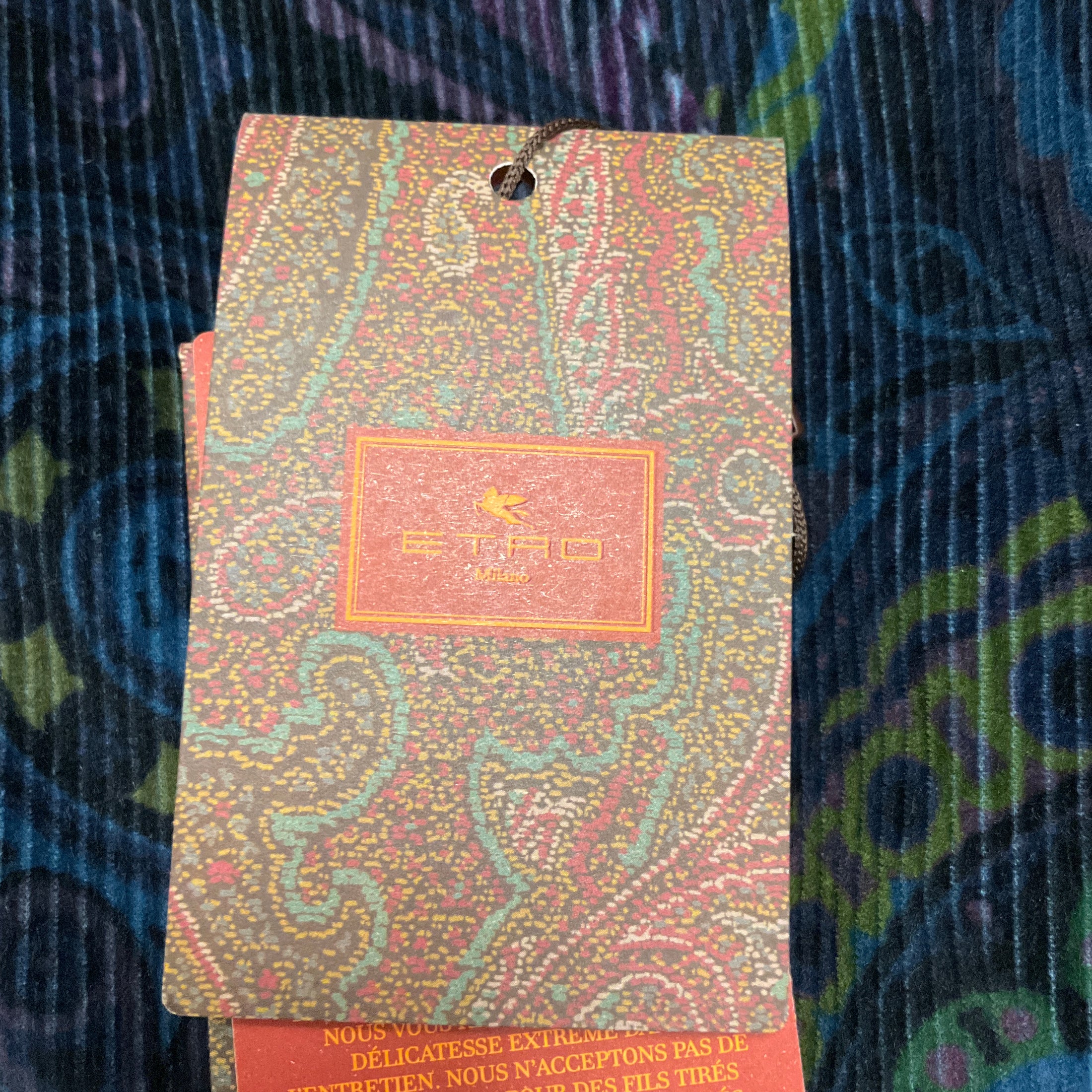 Etro Blue Multi Paisley Printed Velvet Waistcoat / Vest Top