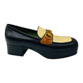 Load image into Gallery viewer, Gucci Black / Cream / Tan Chunky Leather Loafers with Antiqued Gold Horsebit Detail

