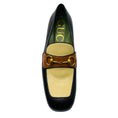 Load image into Gallery viewer, Gucci Black / Cream / Tan Chunky Leather Loafers with Antiqued Gold Horsebit Detail
