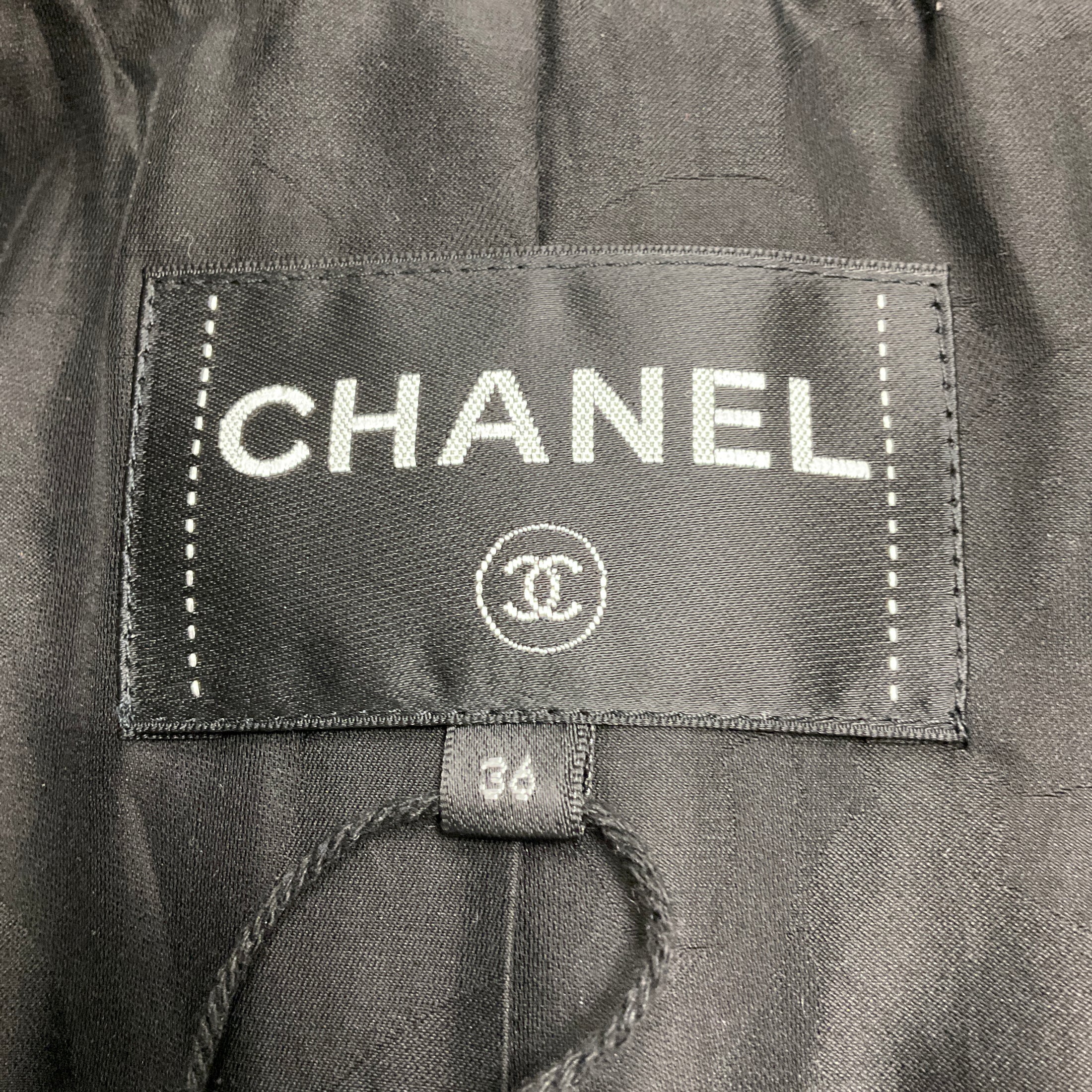 Chanel Black / White 2019 La Pausa CC Button Wool Tweed Belted Jacket