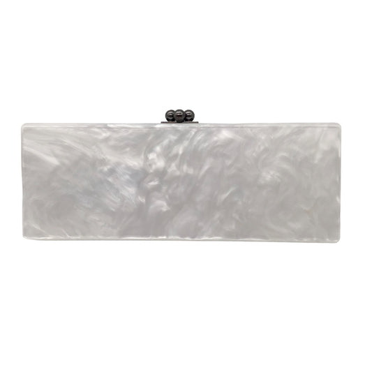 Edie Parker White / Beige Pearlized Lucite Clutch Handbag