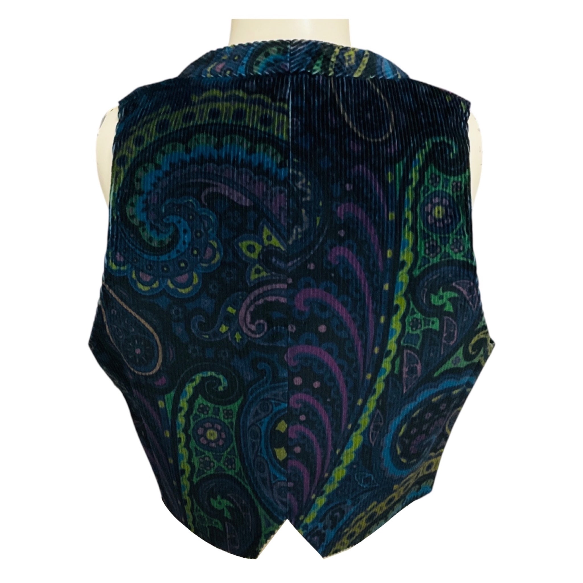 Etro Blue Multi Paisley Printed Velvet Waistcoat / Vest Top