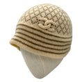 Load image into Gallery viewer, Chanel Ivory / Taupe CC Logo Cashmere Knit Beanie Hat
