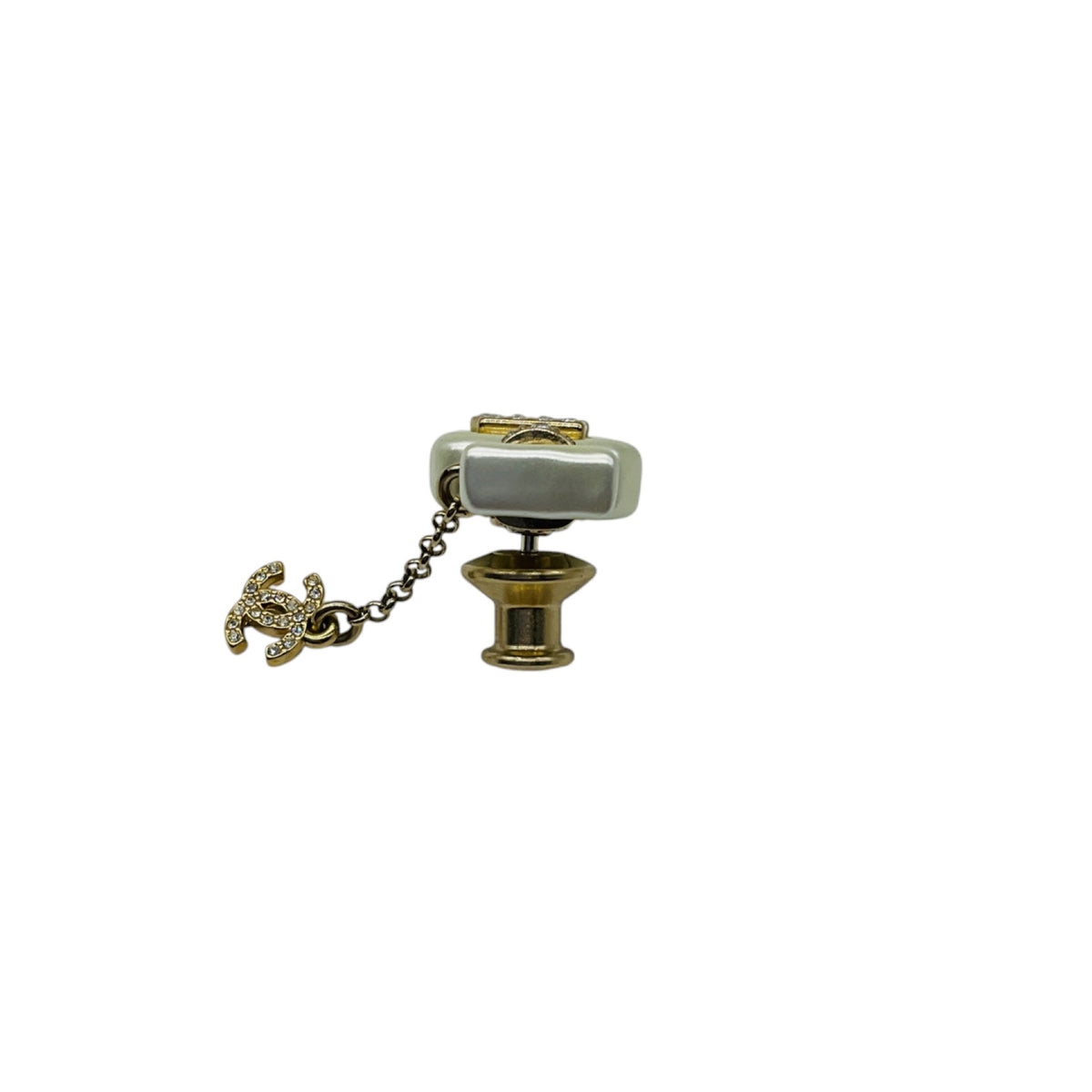 Chanel 2022 CC Resin Gold Plated Rhinestone Strass No. 5 Perfume Bottle Costume Brooch